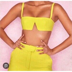 House of CB Leela Crepe Bralette Size Medium M LEELA Yellow Crepe Crop Top